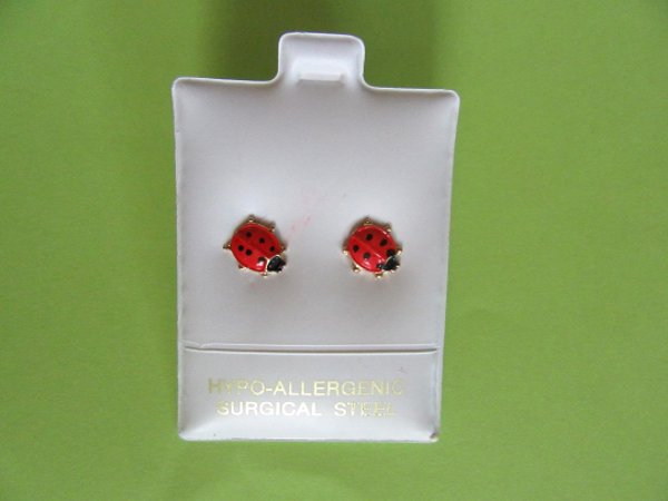 Lady Bug Stud Earrings Vintage Jewelry