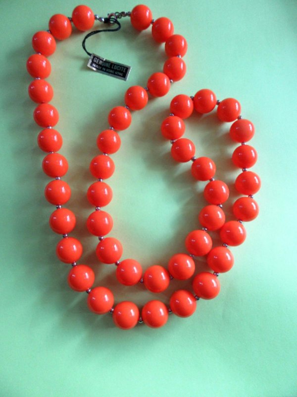 1980's Orange Lucite Necklace Vintage Jewelry Mrs. Roper