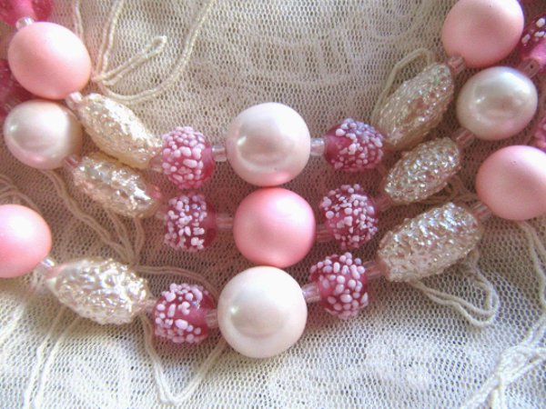 1950's Coralene? Art Glass Choker Necklace Vintage Jewelry