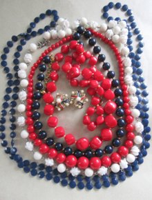 Vintage Lucite Necklaces Lot Red White blue