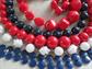 Costume Jewelry Lot 1950's -70s  Red White and Blue Necklaces Lucite Earrings Monet  Patriotic Colors VOTE