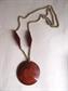 Bakelite Infused Wood Necklace Mid Century Modern Disc Pendant Vintage Costume Jewelry Eames Era Moderne