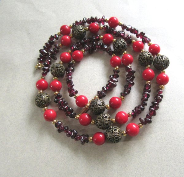 Vintage Garnet Necklace Vintage Gemstone Beads
