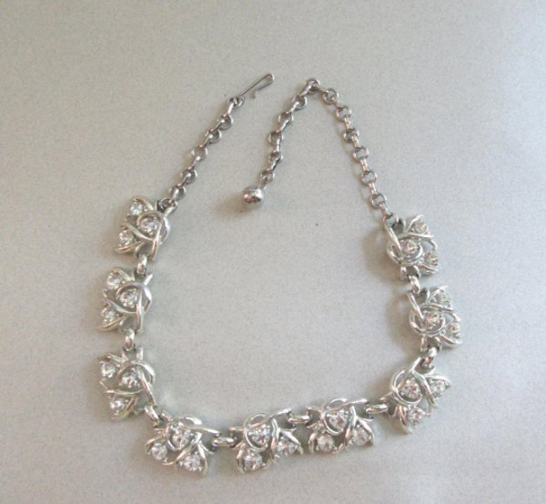 1950's Rhinestone Choker Necklace Vintage Jewelry 