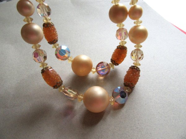 Art Glass Beads Choker Necklace 1950's Accessories 