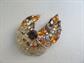 Juliana ? Rhinestone Pin  Brooch Mid Century Modern Taupe Amber Aurora Borealis MCM Vintage Costume Jewelry