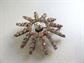 1930's Czech Rhinestone Starburst Pin Brooch Glass Pearl Center Vintage Costume Jewelry Wedding Something Old