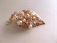 1950's Faux Pearl Rhinestone Cluster Leaf Pin Brooch Vintage Costume Jewelry Wedding Bouquet