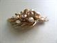 1950's Faux Pearl Rhinestone Cluster Leaf Pin Brooch Vintage Costume Jewelry Wedding Bouquet