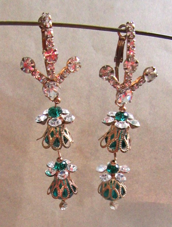 Rhinestone Pierced Earrings Vintage Jewelry