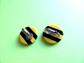 Mod 1960's Striped Lucite Clip On Earrings Bee Yellow and Black  Costume Vintage Jewelry