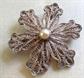 Sterling Silver Pearl Snowflake Pin Vintage Fine Jewelry Christmas