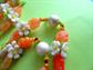 1960's Mod Orange Daisy Chain Necklace Vintage Costume Jewelry Long Beads Summer of Love Hippie Boho