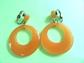 Bakelite Orange Melon Hoop Earrings Clip Ons Vintage Costume Jewelry