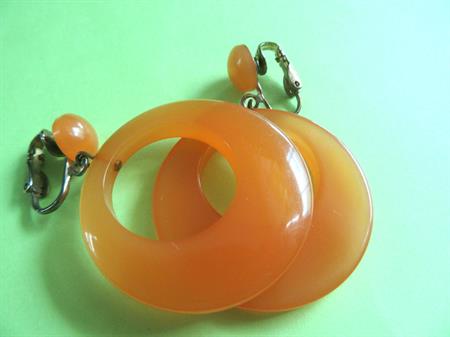 Vintage Orange Bakelite Clip Earrings 