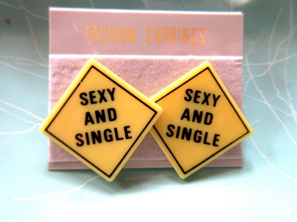 1980's Traffice Earrings " Sexy and Single " Dating Divorce Vintage Jewelry