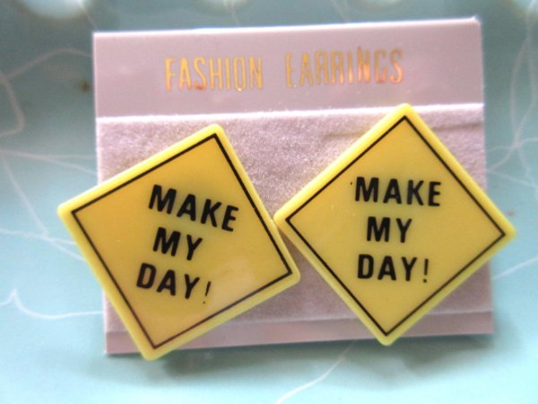 1980's Traffic Sign Earrings  "Make My Day" Clint Eastwood Dirty Harry 