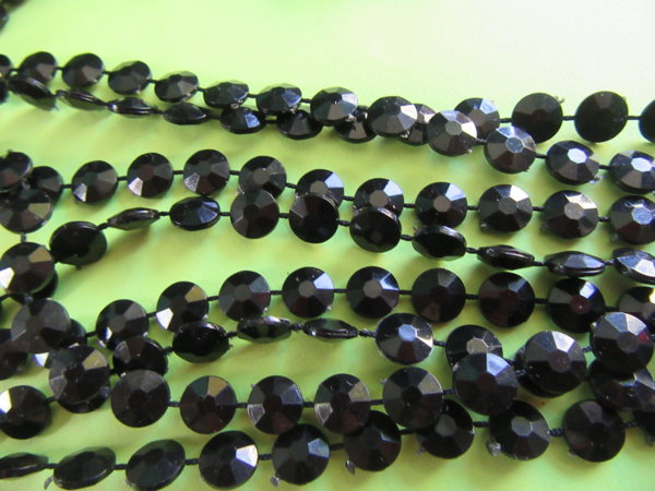 Mod 1960's Long Black Necklace Vintage Jewelry 