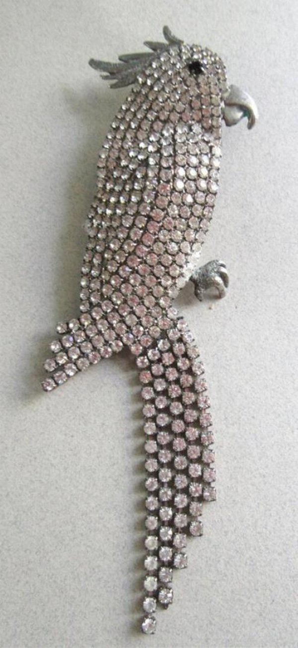 Rhinestone Cockatoo Pin Bird  Figural