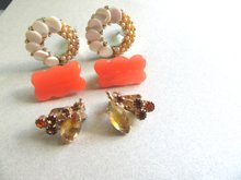 1950's Earrings Lot Signed Jewelry Marhill Continental