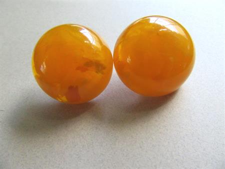 Bakelite Mid Century Chunky Earrings Egg Yoke Swirl Semi Translucent Clip On Vintage Costume Jewelry