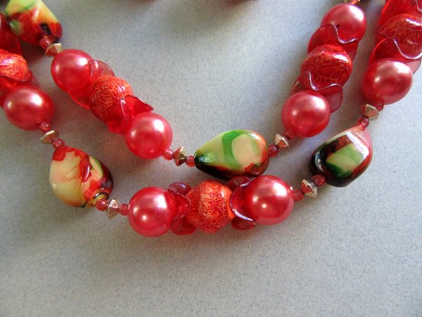 1950's Fruit Salad Necklace Set Hong Kong Vintage Jewelry 