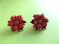 1950's Mid Century Poinsettia Earrings Clip Ons Glitter Hard Plastic vintage Costume Jewelry Christmas Holiday '50s Accessories Rockabilly