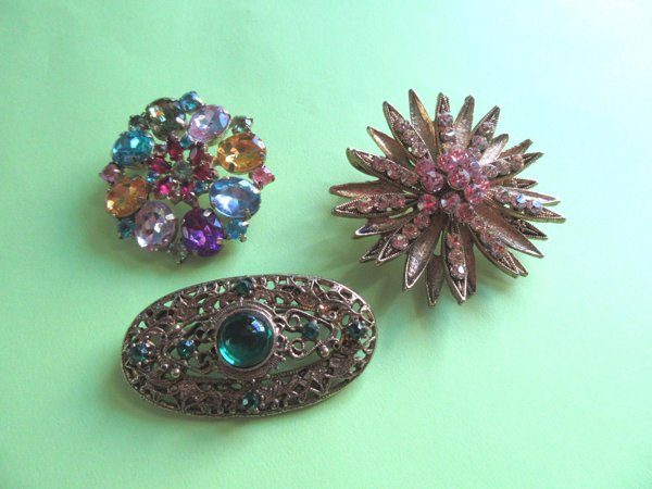 Vintage Rhinestone Pin Lot 