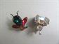 Two Rhinestone Bug Pins Insect Bee Figural Vintage Costume Jewelry