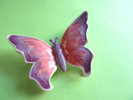 1960s Mod Butterfly Pin Brooch Enameled  3D Western Germany Purple Pink Signed Vintage Costume Jewelry