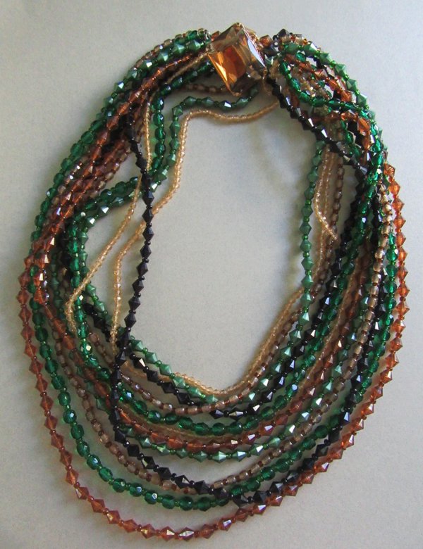 Western Germany Necklace Rhinestone Clasp Signed Jewelry