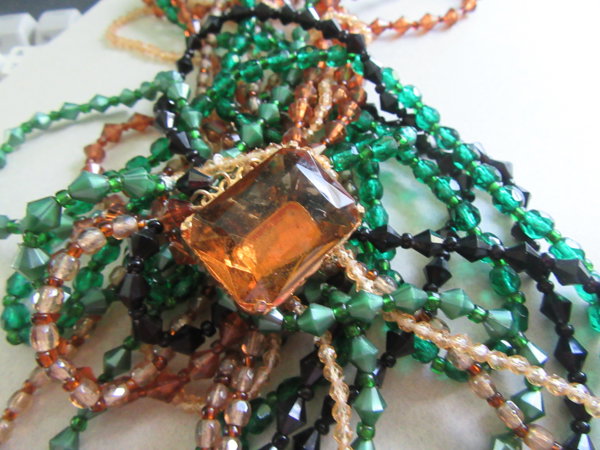 Western Germany Necklace Rhinestone Clasp Signed Jewelry