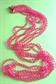 Mod 1960's Hot Pink Long Necklace Beads Vintage Costume Jewelry '60's Accessories Go Go