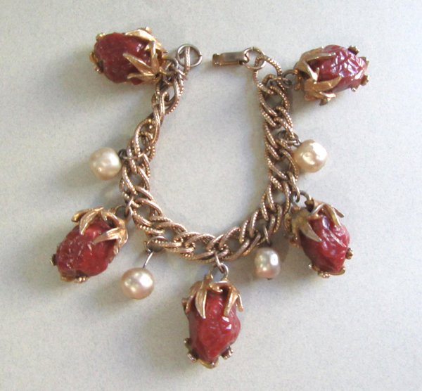 Art Glass Charm Bracelet Vintage Jewelry