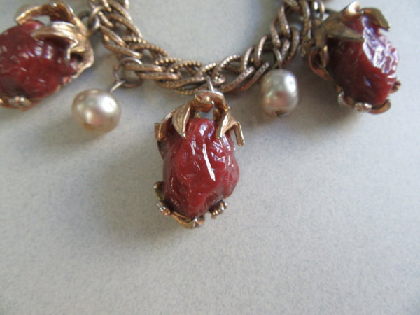 Art Glass Charm Bracelet Vintage Jewelry