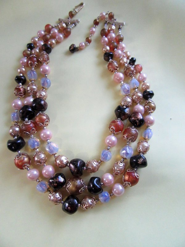 Art Glass Choker Necklace Japan 1950's Vintage Jewelry 