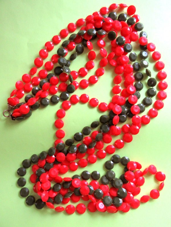 1960's Mod Necklace Orange Avocado Vintage Jewelry 