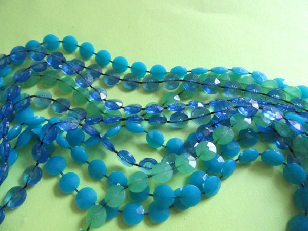 1960's Mod Long Necklace Blue Green Vintage Jewelry 