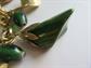 Bakelite Charm Bracelet Creamed Spinach Curved Leaves Glitter Lucite Beads  Vintage Costume Jewelry 1950's Accessories