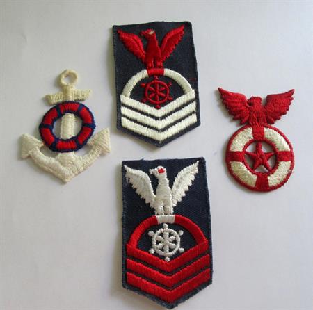 Vintage Military Memorabilia Patch Lot Anchor Eagles Ships Wheel Navy and Red White Blue