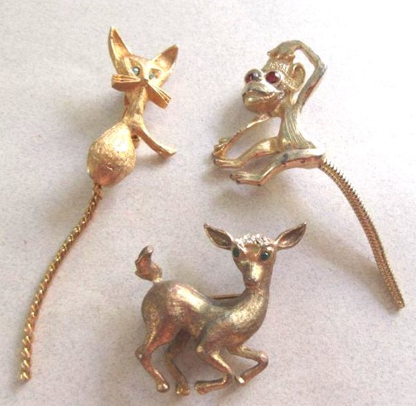 Three Critter Pin Lot Vintage Jewelry