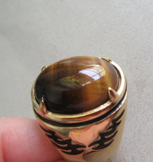 Men's Tiger Eye Tribal Ring " Unleash the Power" 24k Gold Plate