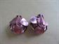 1950's Mid Century Purple Enameled Metal Flower Earrings Vintage Costume Jewelry '50's Accessories