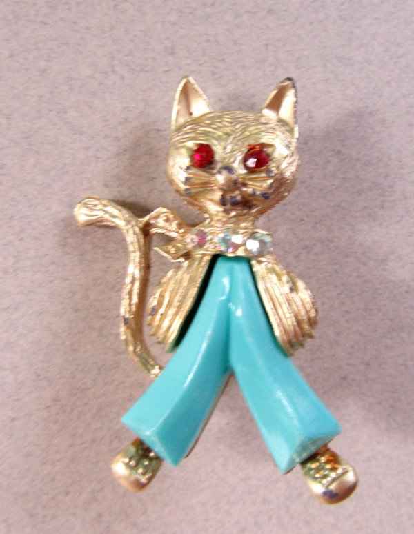 Vintage Anthropomorphic Cat Pin The Cat's Pajamas Figural 