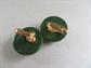 Bakelite Button Dome Earrings Clip On Dark Creamed Spinach Vintage Costume Jewelry