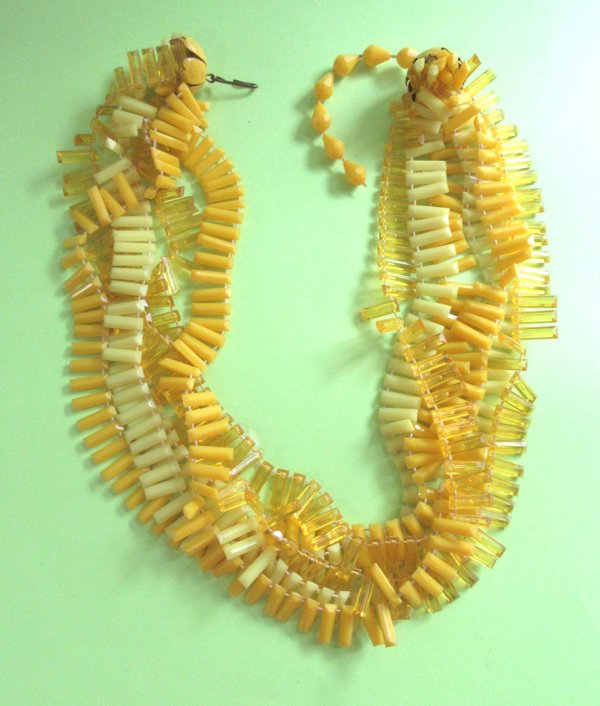 Mod 1960's Yellow Shimmy Choker Necklace Vintage Jewelry 