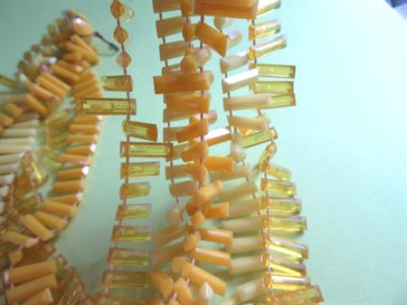 Mod 1960's Yellow Shimmy Choker Necklace Vintage Jewelry 