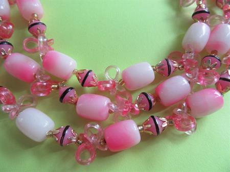 1950's Pink Necklace  Hong Kong Vintage Jewelry 