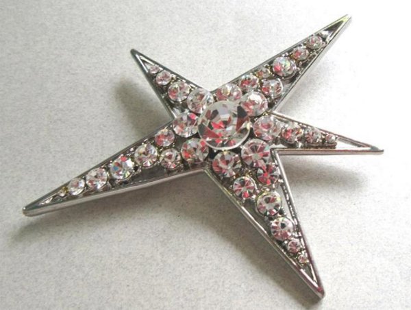 1980's Giant Rhinestone Star Pin Vintage Jewelry 