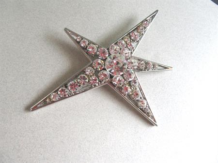 1980's Giant Rhinestone Star Pin Brooch Vintage Costume Jewelry Superstar Astrology Constellation